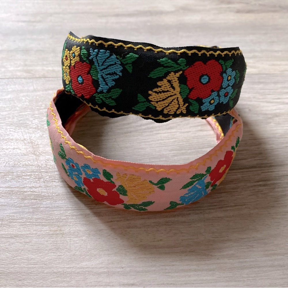 Set of 2 Floral Embroidered Headbands